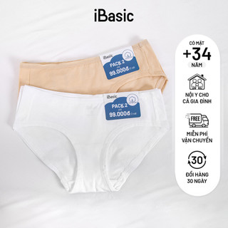 Pack 2 combo quần lót nữ cotton hipster lưng vừa daily iBasic PANW172-PA2