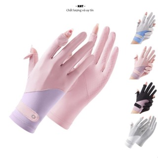 Găng tay chống nắng tia uv nữ, bao tay đi xe máy lái xe vải lụa băng mỏng thoáng mát cao cấp KAT
