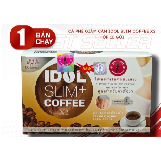 Cà Phê Giảm Cân Idol Slim Coffee Thái lan, Giảm Mạnh, Giảm 3-5kg tùy theo cơ địa ( hộp 10 gói ) coff
