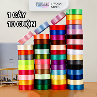  Sỉ 1 Cây 10 Cuộn Ruy Băng Lụa Gói Quà 2cm Cuộn 22M Làm Nơ Trang Trí - Ruy Băng Làm Hoa Nhiều Màu TENAM Ruy Băng Đẹp 