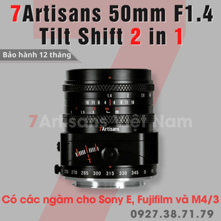 Ống kính 7artisans 50mm f1.4 tilt shift - dùng cho sony e, fujifilm fx và m4/3