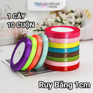  Sỉ 1 Cây 10 Cuộn Ruy Băng Gói Quà 1cm 22M - Làm Nơ Cột Nơ - Thắt Bím Tóc Jennie Blackpink - Ruy Băng Màu Pastel 22M 