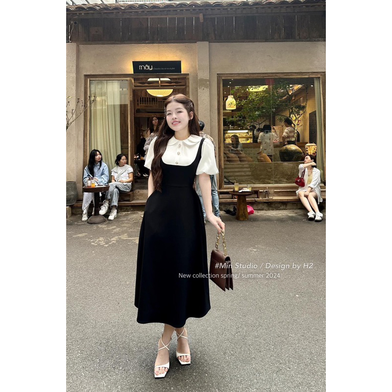 Đầm đen cổ đen cổ sen tay bèo🎀