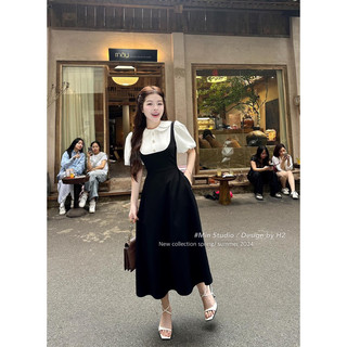 Đầm đen cổ đen cổ sen tay bèo🎀