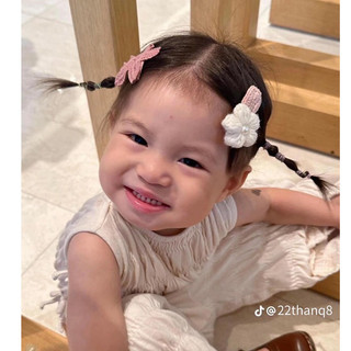 Kẹp tóc pamyeuoi, kẹp tóc bằng len handmade hình bông hoa