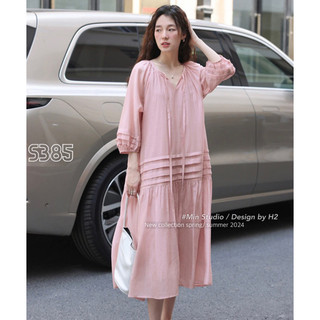Đầm hồng bèo xếp ly tơ🫶🏻