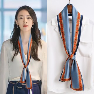 Khăn lụa dài 145x15cm cao cấp làm thắt nơ cổ áo sơ mi công sở, khăn quấn tóc, túi xách,khăn quàng cổ thời trang Hàn Quốc