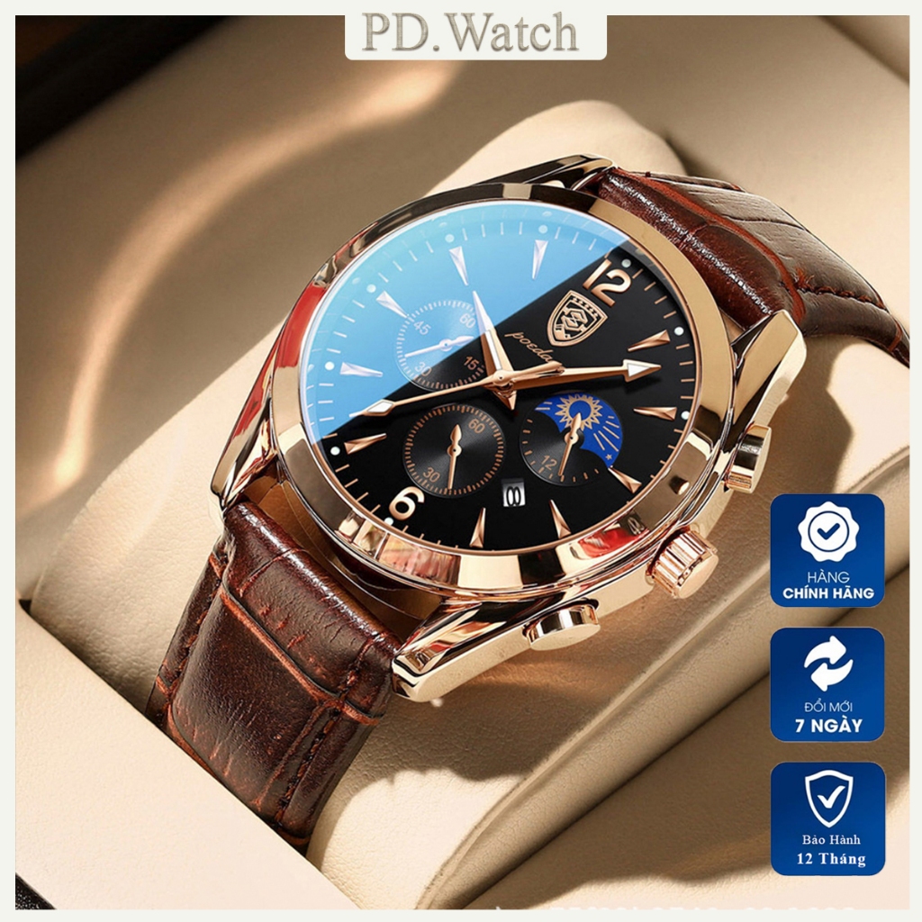 Đồng Hồ Nam Dây Da Cao Cấp Máy Nhật POEDAGAR 2871 Sang Trọng Nhất 2024