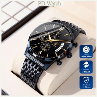Đồng Hồ Nam POEDAGAR Full Đen Đồng Hồ Đeo Dây Thép Sang Trọng Tinh Tế