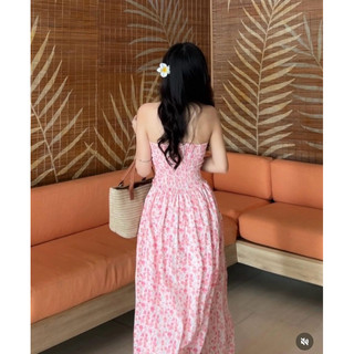 ĐẦM HOA MIDI ỐNG CÚP LƯNG THUN
