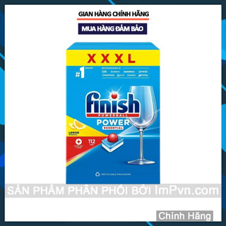 Viên Rửa Chén Bát Hương Chanh Finish Powerball Power Essential Lemon Sparkle - Hộp nhiều viên siêu tiết kiệm