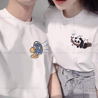 Áo Thun Cặp Đôi Nam Nữ, Áo Phông Cặp đôi Nam nữ, chất liệu cotton tay lỡ fom rộng, hoạ tiết gấu trúc Hotrend