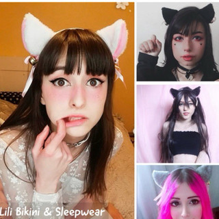 Kẹp tóc, băng đô tai mèo đen, trắng, xám cosplay sexy mèo neko