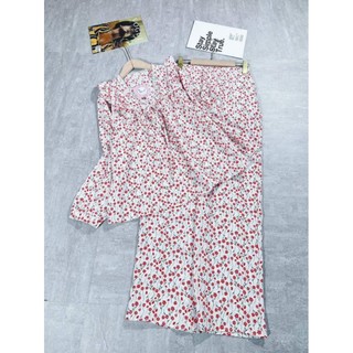 (Mới về) Bộ Pijama Cổ Bèo Tiểu Thư, Cột Nơ Bánh Bèo Mặc Nhà Cho Bạn Nữ