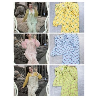 (Mới về) Bộ Pijama Cổ Bèo Tiểu Thư, Cột Nơ Bánh Bèo Mặc Nhà Cho Bạn Nữ