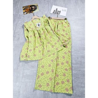 (Mới về) Bộ Pijama Cổ Bèo Tiểu Thư, Cột Nơ Bánh Bèo Mặc Nhà Cho Bạn Nữ