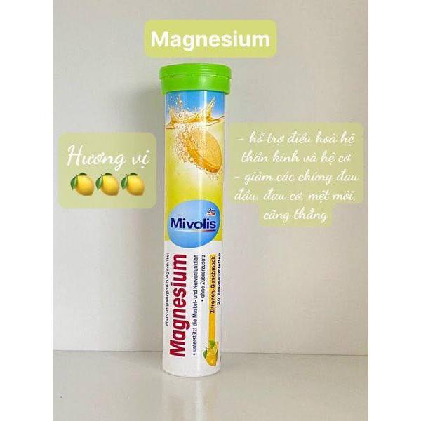 Viên sủi magie hương vị chanh 20 viên 82 g ( Mivolis Magnesium Brausetabletten )