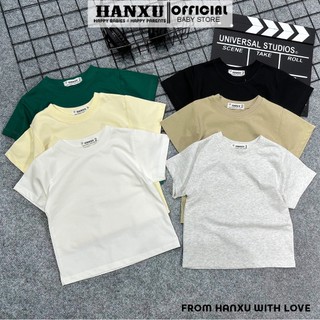 Áo Phông Cộc Tay Bé Trai Kiểu Dáng Basic Vải Cotton Mềm Mịn, Áo Phông Cộc Tay Áo Thun Bé Trai Mùa Hè Hanxu