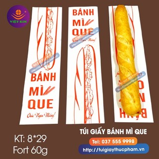 Túi giấy đựng bánh mì que cây- size 8*29cm - giấy kraft - giấy fort trắng