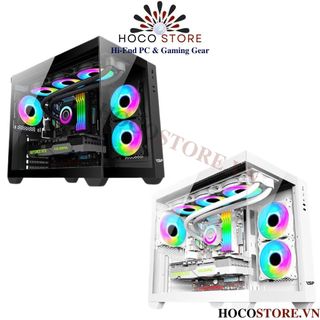 Vỏ case máy tính vsp gaming aquanaut x4 - atx và x2 matx case 2 mặt kính chuyên tản custom, aio | hoco store pc
