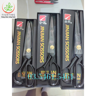 Kéo cắt vải 💥 CAO CẤP 💥 Kéo JINJIAN lười đen sắc bén bằng hợp kim chống rỉ.