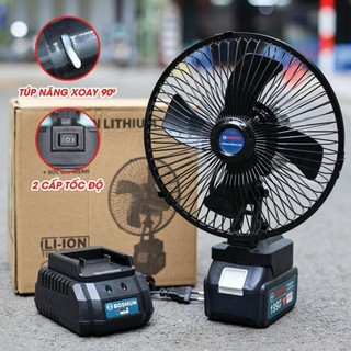 Quạt sạc điện, tích điện boshun quạt chạy pin 10 cell chân pin makita phổ thông