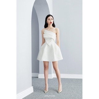 Váy trắng - đen Lane Jt Origami front Draped mini dress!
