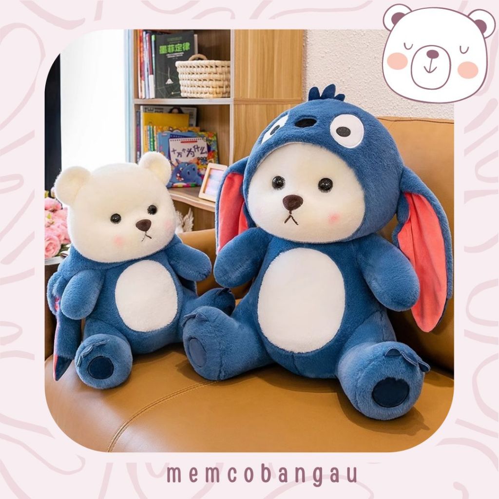 Gấu bông đội mũ biến hình, gấu bông mềm mại có mũ đáng yêu - Mềm