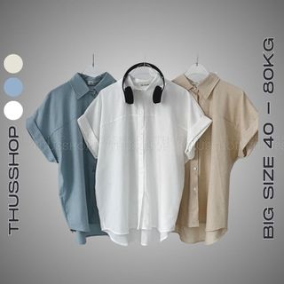 Áo sơ mi nữ ngắn tay hến oversize form rộng bigsize cá tính , áo sơ mi kiểu thus221