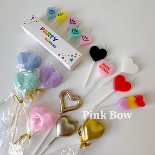 Nến sinh nhật hình Trái Tim đầy đủ kiểu dáng cute và màu sắc Pastel Xanh/Đỏ/Tím/Vàng/Hồng/Chấm bi