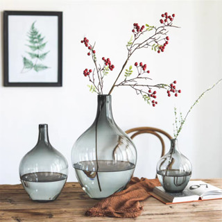 Bình hoa thuỷ tinh cao cấp Qhouse dáng chuông ngựa , lọ hoa decor trang trí nội thất nghệ thuật Bắc Âu đẹp