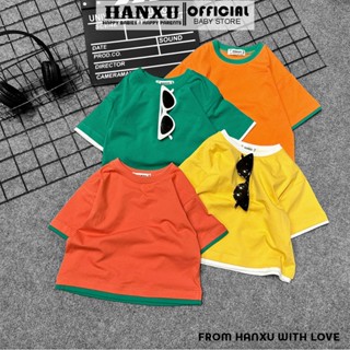 (KHÔNG TĂNG SIZE) Áo Phông Cộc Tay Bé Trai Lé Màu Cực Yêu Hanxu, Áo Phông Áo Thun Bé Trai Mùa Hè Hanxu