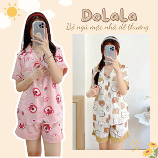 Đồ Bộ Mặc Nhà Cộc Đùi Chất Đũi Xốp Đồ Màu Pastel Xinh Xắn Phong Cách Hàn Quốc Cho Nữ DOLALA D5