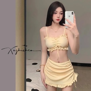Đồ bơi bikini 3 mảnh tặng kèm váy quây thời trang hàng Quảng Châu, áo tắm nữ ôm body siêu tôn dáng hàng (Order)