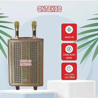 Loa kéo karaoke bass 20 kèm 2 micro ontekco 8002