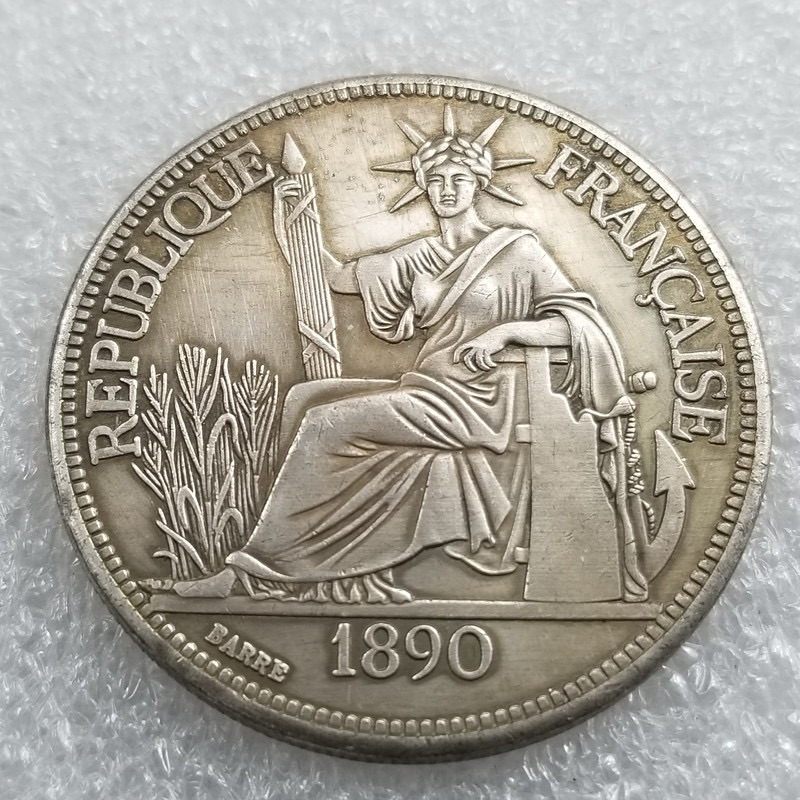1890 Year France Trade Dollars - Đồng xu Đông Dương 1890 Pháp phong thủy sưu tầm lưu niệm