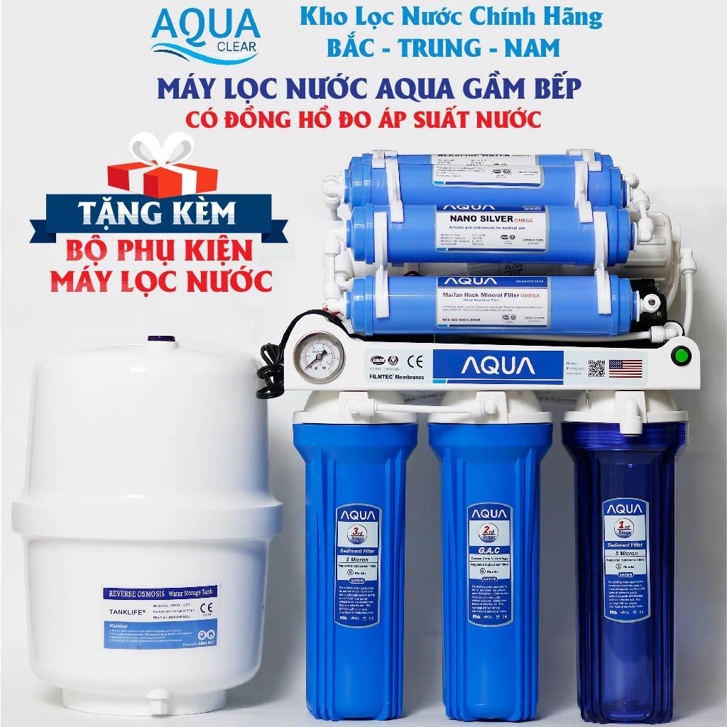 Máy lọc nước RO không vỏ tủ AQUA 8, 9, 10,11 cấp lọc , máy lọc nước RO lắp gầm bếp chính hãng AQUA, Máy lọc nước