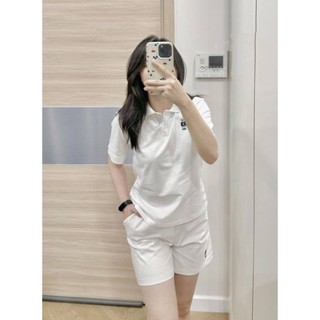 [112] Set bộ đùi áo polo cộc tay cổ bẻ quân sooc đùi thêu gấu 2 lớp màu trắng nâu chất thun thái siêu xinh năng động trẻ