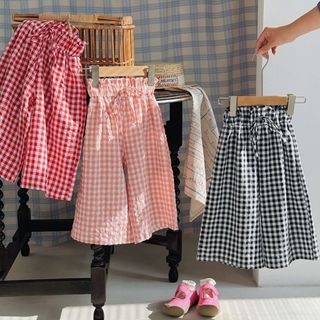 Quần Ống Rộng Cho Bé Dáng Xuông Chất Liệu Kẻ Thô Cao Cấp Kidchous,Quần Xuông Bé Gái 8-50kg Siêu Xinh 2024