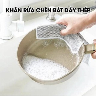 Giẻ rửa chén, khăn rửa bát kim loại lau bồn rửa bát cọ rửa xoong nồi đa năng, khăn cọ rửa đa năng không mài mòn