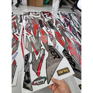 TEM RỜI RAIDER DÁN XE ĐEN PHỐI ĐỎ XÁM CHẾ ZIN - DECAL RUBY
