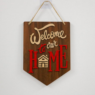 Bảng gỗ treo phòng Welcome to our home Siêu dễ thương