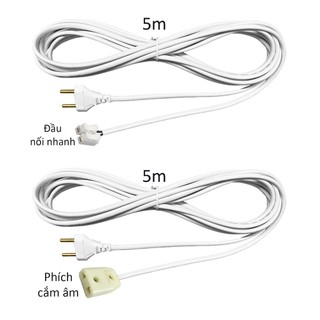 Dây cắm điện nối dài 5m có phích cắm và đầu cắm âm hoặc đầu kẹp nhanh dây điện đấu nối sẵn WP5m-x