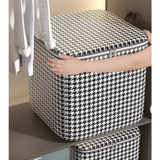 Túi đựng chăn màn quần áo cỡ lớn kẻ sọc caro đen trắng 100L - Túi đựng đồ đa năng có thể gấp gọn tiện lợi