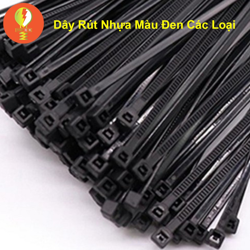 100 Sợi Dây Rút Nhựa, Dây Thít Nhựa, Dây Lạt Nhựa, Dây Khóa Nhựa, Polyme 50cm - Màu ĐEN