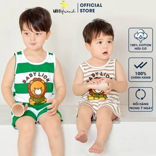 Đồ bộ ba lỗ quần áo thun cotton mịn mặc nhà mùa hè cho bé gái và bé trai Unifriend Hàn Quốc U2024-6