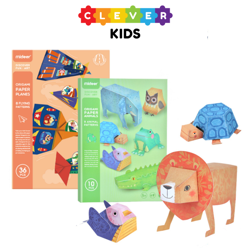 Bộ Đồ Chơi Xếp Giấy Origami 10 Loài Động Vật Chính Hãng Mideer Origami Paper Animal - CleverKids