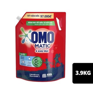 Nước Giặt Omo Matic Sạch Bẩn Khử Mùi Túi 3.9Kg Hương Thơm Máy Giặt Cửa Trên Túi To Nắp Vặn