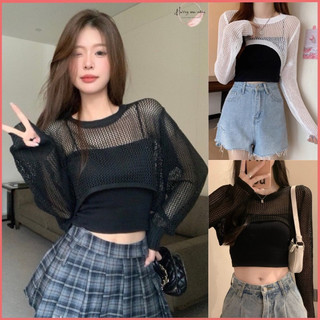 Áo ren lưới + áo hai dây phối trong