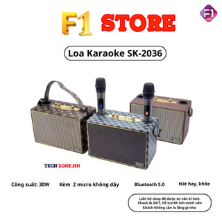 Loa Bluetooth Karaoke SK2036 Bản Cao Cấp Nhất Kèm 2 Micro Không Dây Âm Thanh Siêu Hay Nghe Nhạc Bass Căng DC02 F1 STORE